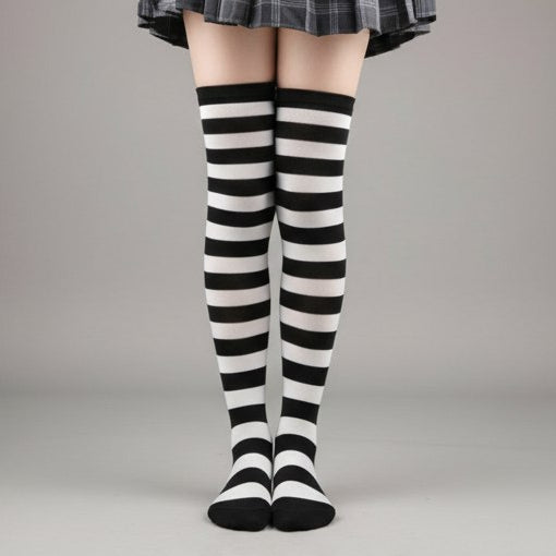 Black striped thigh highs