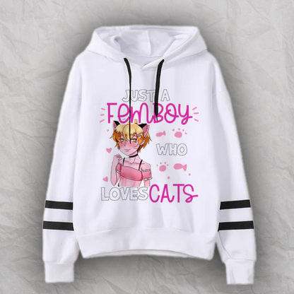 Sudadera con capucha "Solo una femboy que ama a los gatos"