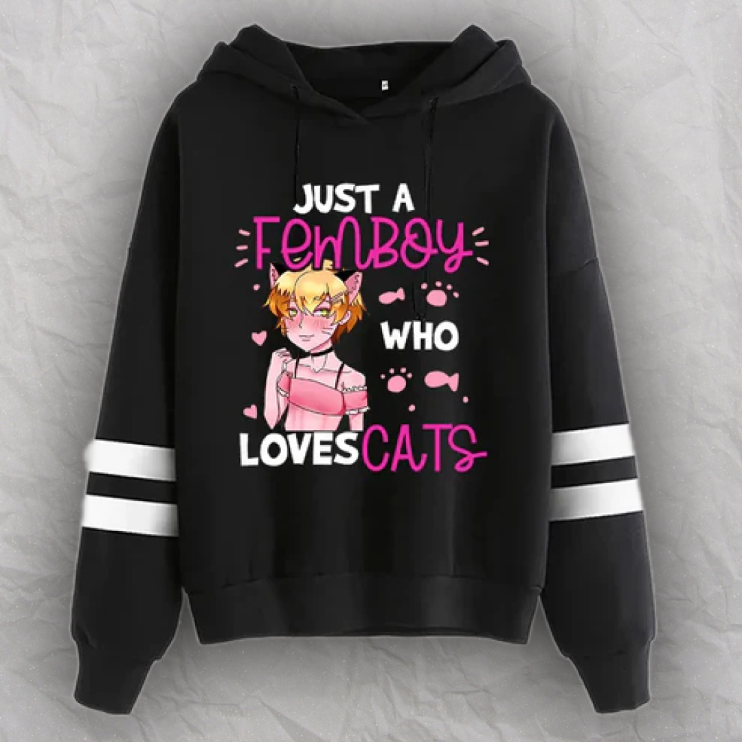 Sudadera con capucha "Solo una femboy que ama a los gatos"