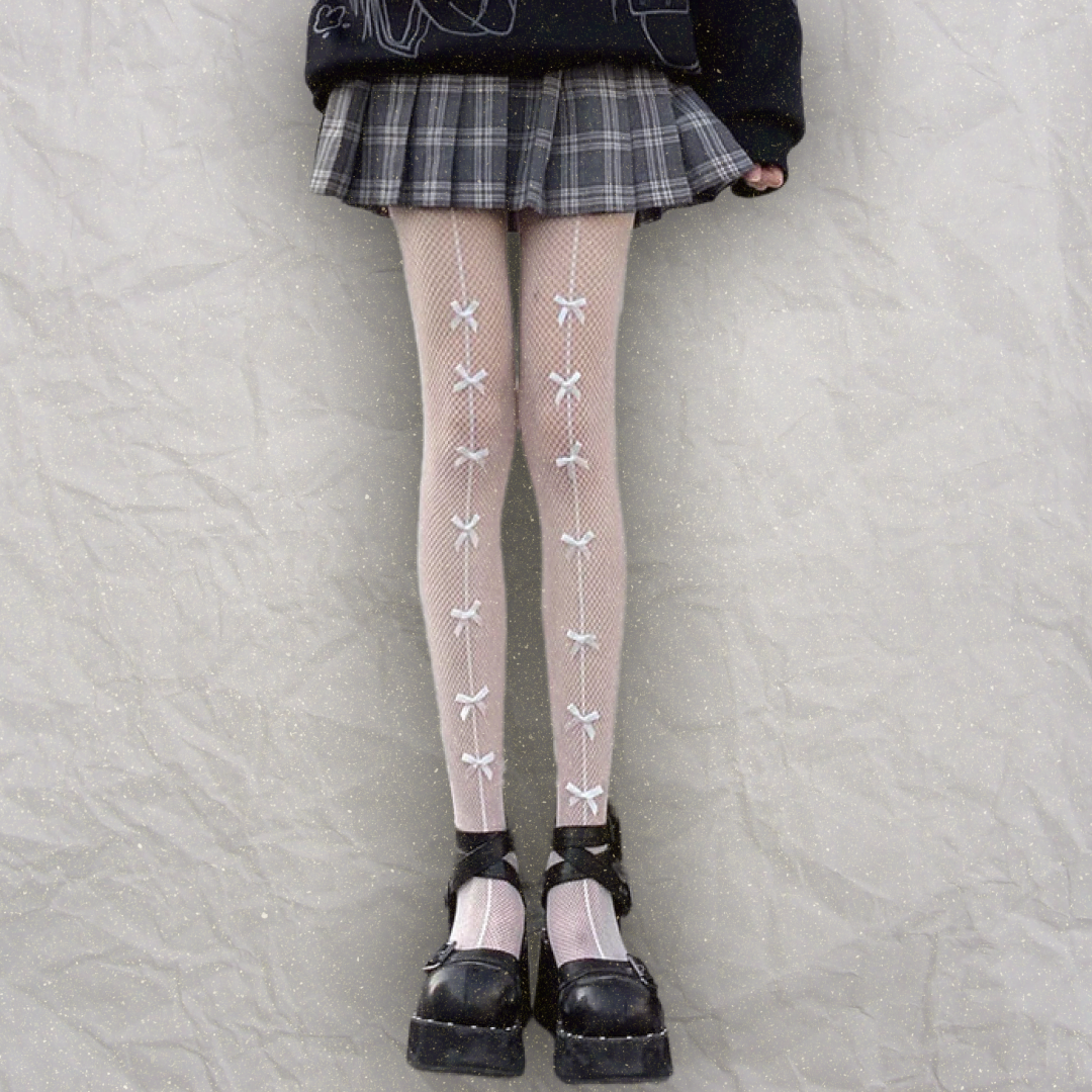 Ribbon Reverie Fishnet Tights