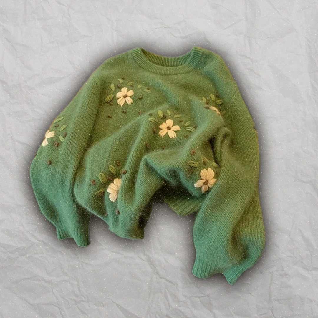 Emerald Bloom Knit Sweater