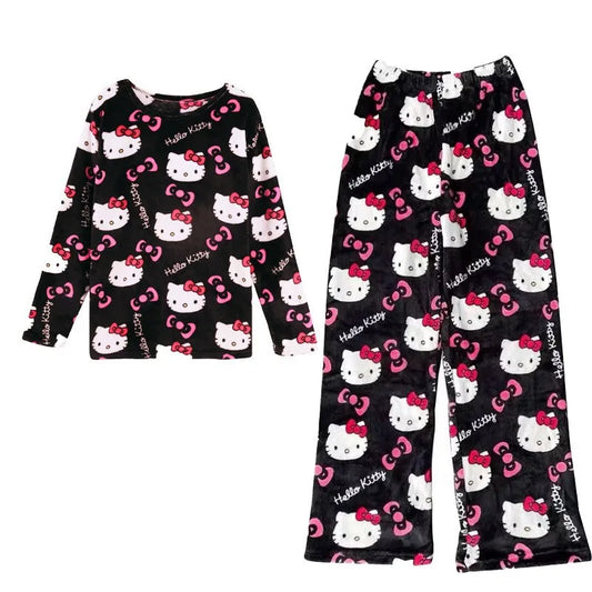 Pantalones de pijama de franela de Hello Kitty Y2K