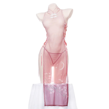 Blush Sakura Sheer Cheongsam Cosplay Set