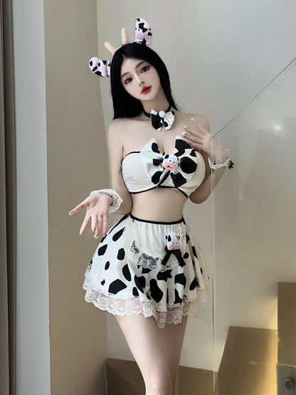 Moo-dish Charm Cow Print Two-Piece Set