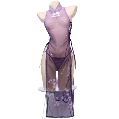 Blush Sakura Sheer Cheongsam Cosplay Set