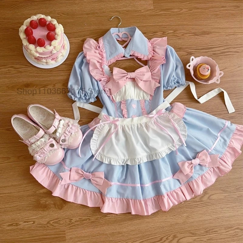 Conjunto de vestido de sirvienta lolita con encanto eterno