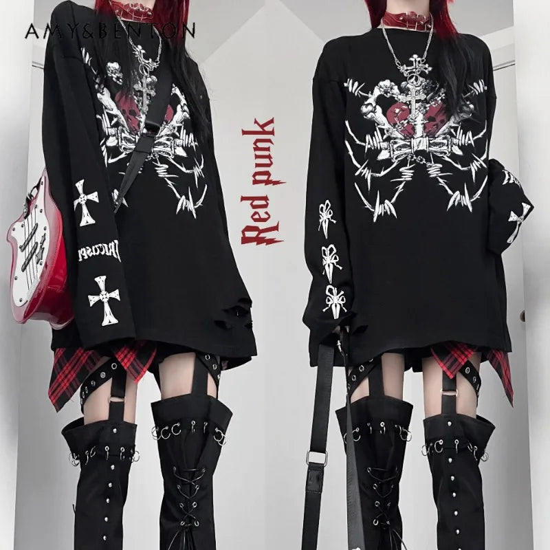 Shadow Cross Gothic Oversized T-Shirt