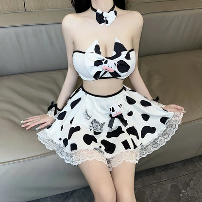 Moo-dish Charm Cow Print Two-Piece Set