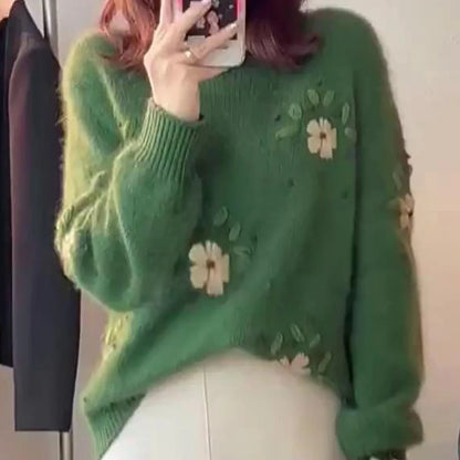 Emerald Bloom Knit Sweater