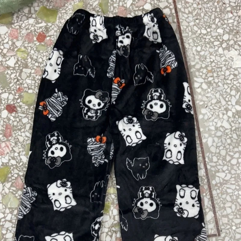 Y2K Hello Kitty Flanell Pyjamahose